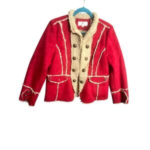 Vintage Tasha Polizzi Button Red Sz L Jacket Coat Preppy Festive Winter Cocktail